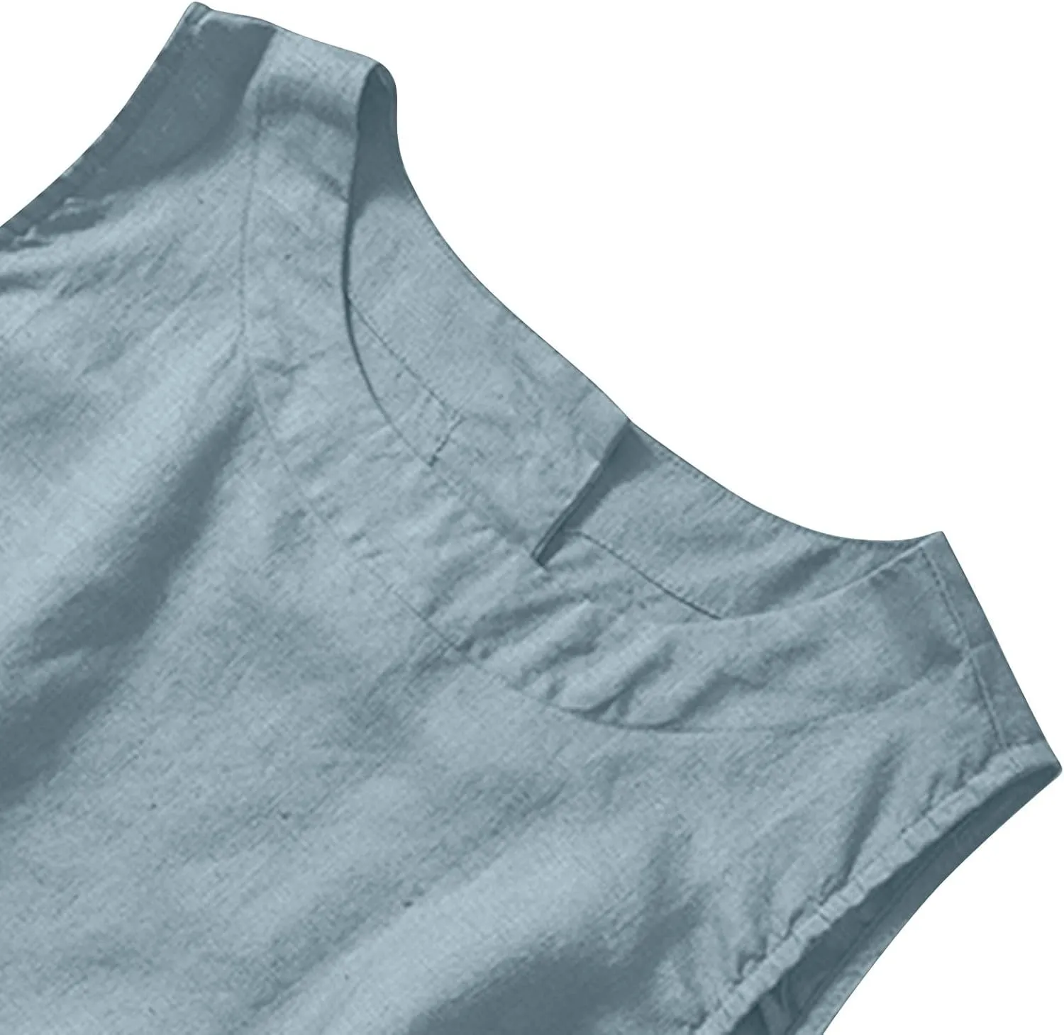 Linen Tank Tops for Women Loose Fit Cropped Slit Sleeveless Shirts Casual Basic Camisole Blouses 2025 Summer Tanks