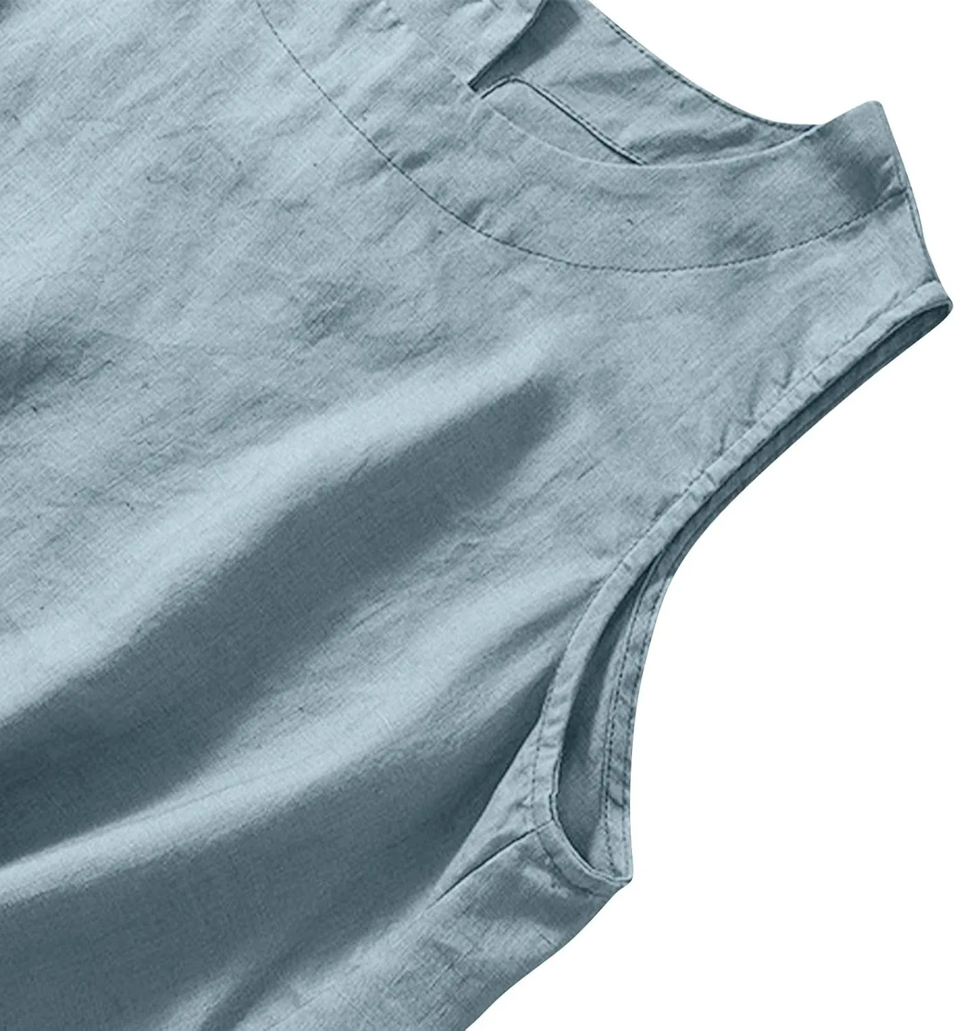 Linen Tank Tops for Women Loose Fit Cropped Slit Sleeveless Shirts Casual Basic Camisole Blouses 2025 Summer Tanks