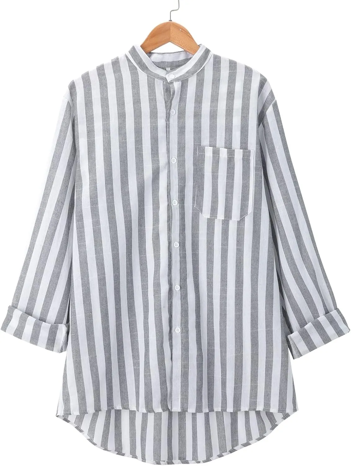 Long Sleeve Shirts for Men Buckle Collar Pocket Long Sleeve Shirt Top Long Sleeve Shirt Mens Dress Shirts Button