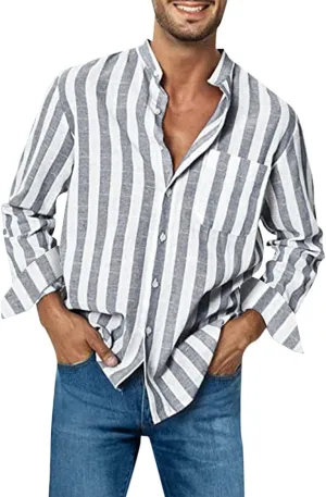 Long Sleeve Shirts for Men Buckle Collar Pocket Long Sleeve Shirt Top Long Sleeve Shirt Mens Dress Shirts Button