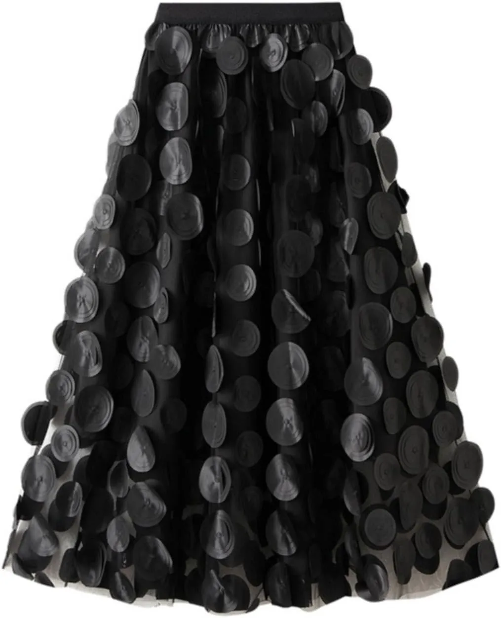 Long Tulle Skirts for Women Fairy Elastic High Waist Pleated A-Line Flared Midi Skirts Evening Tutu Skirt