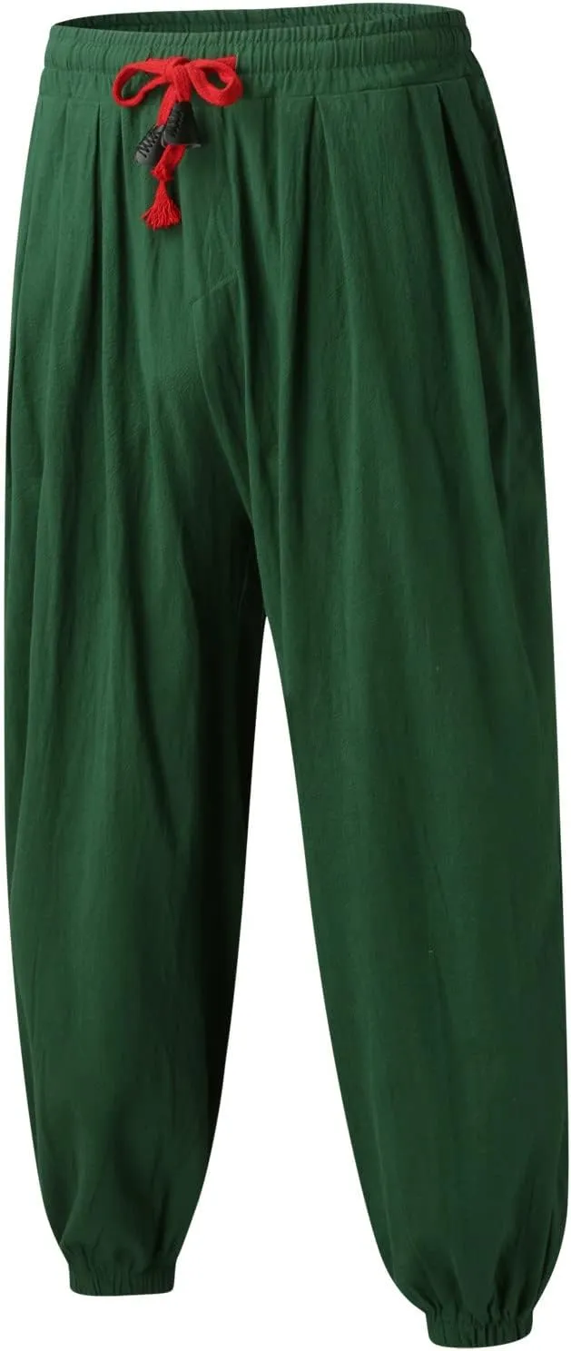 Male Casual Pants Soild Loose Cotton Bloomers Mens Yoga Pants Beam Pants Wide Leg Pants Harem Pencil Workout