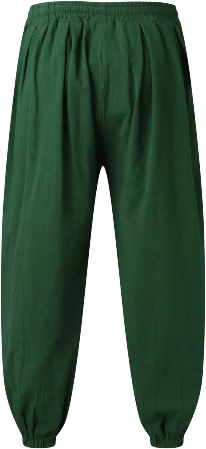 Male Casual Pants Soild Loose Cotton Bloomers Mens Yoga Pants Beam Pants Wide Leg Pants Harem Pencil Workout