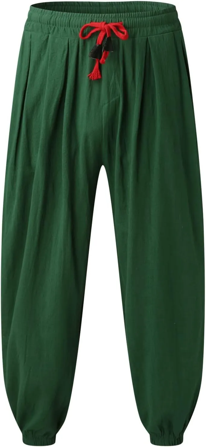 Male Casual Pants Soild Loose Cotton Bloomers Mens Yoga Pants Beam Pants Wide Leg Pants Harem Pencil Workout
