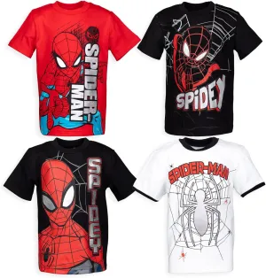 Marvel Spider-Man 4 Pack Pullover T-Shirts Toddler to Big Kid