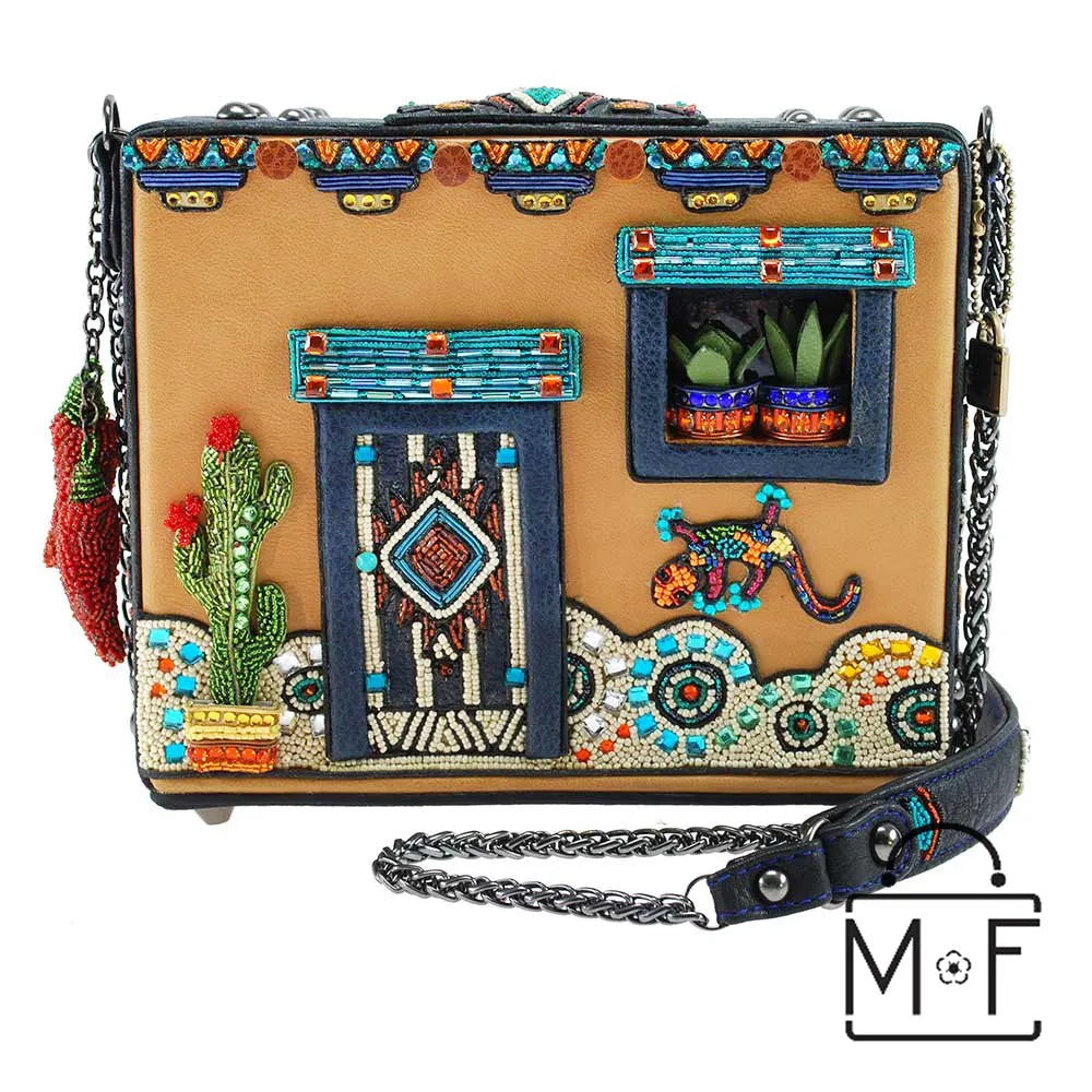 Mary Frances Adobe Pueblo House Embellished Western Theme Gecko Novelty Handbag 18418