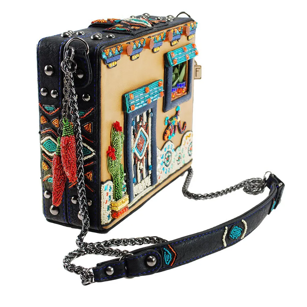 Mary Frances Adobe Pueblo House Embellished Western Theme Gecko Novelty Handbag 18418