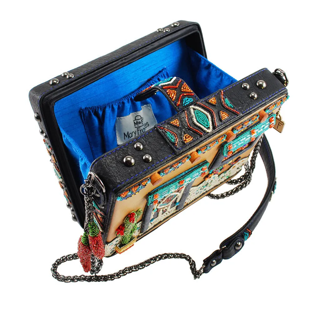 Mary Frances Adobe Pueblo House Embellished Western Theme Gecko Novelty Handbag 18418