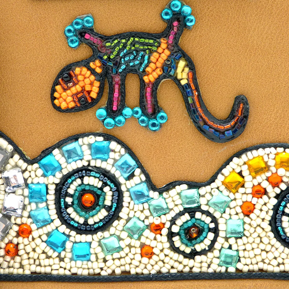 Mary Frances Adobe Pueblo House Embellished Western Theme Gecko Novelty Handbag 18418