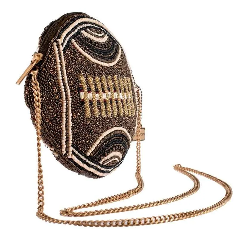 Mary Frances First Down Beaded Crossbody Football Handbag S001-670