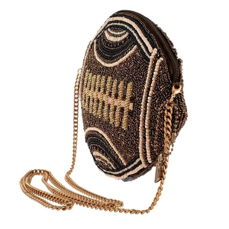 Mary Frances First Down Beaded Crossbody Football Handbag S001-670