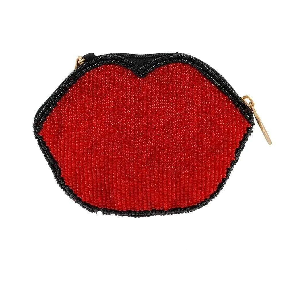 Mary Frances Pucker Up Beaded Lips Coin Purse/Key Fob S001-281
