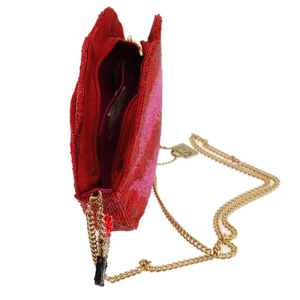 Mary Frances Pucker Up Beaded Lips Novelty Cross body Handbag