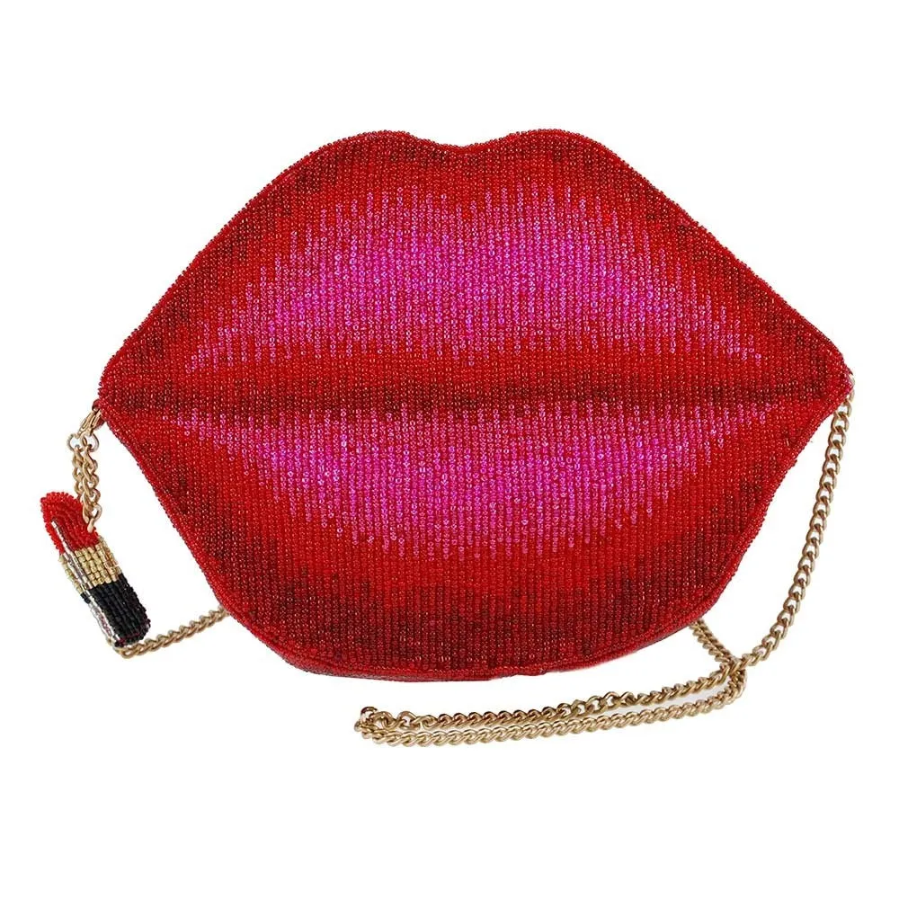 Mary Frances Pucker Up Beaded Lips Novelty Cross body Handbag
