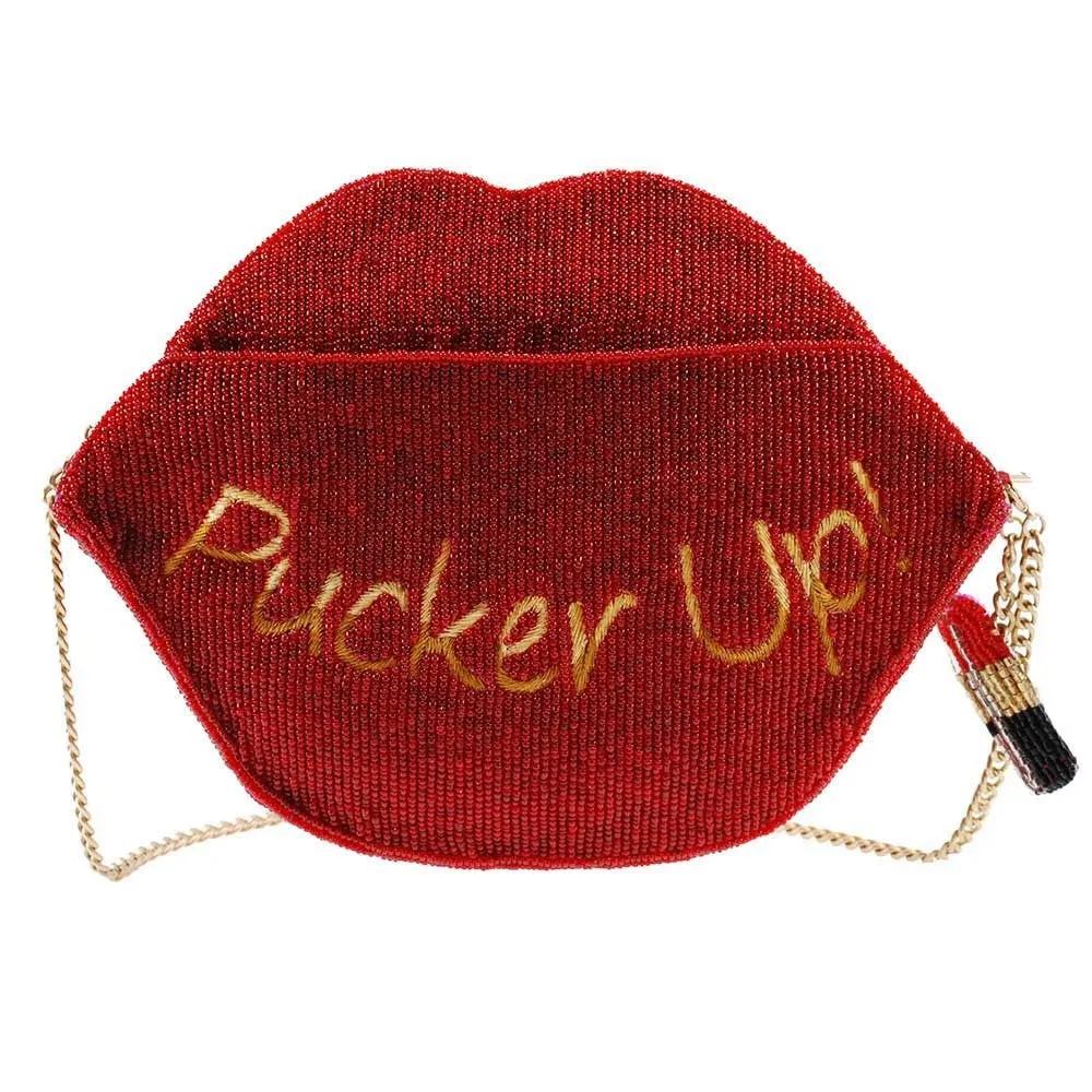Mary Frances Pucker Up Beaded Lips Novelty Cross body Handbag