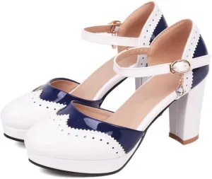 Mary Jane Heels for Women Bow Lolita Platform High Heels Kawaii Shoes Dress Round Toe Pumps