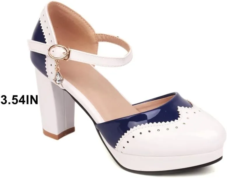 Mary Jane Heels for Women Bow Lolita Platform High Heels Kawaii Shoes Dress Round Toe Pumps