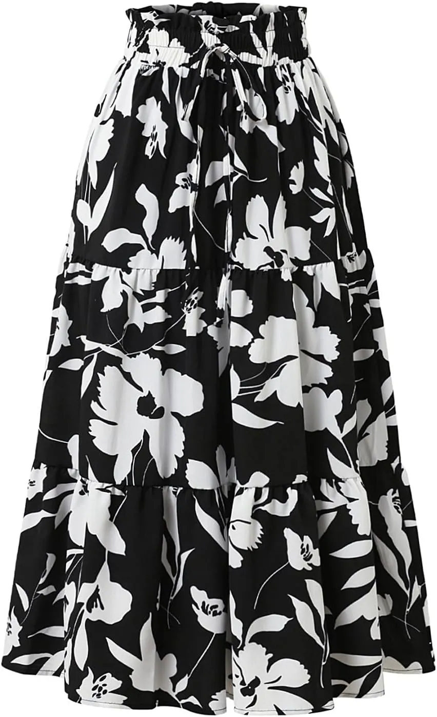 Maxi Skirt Maxi Spring Flowy Boho Comfy Tiered Western Flowy Midi Skirt