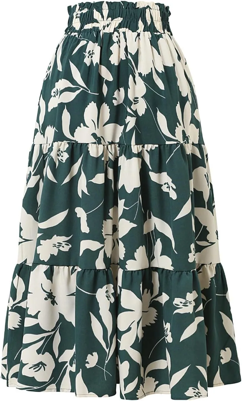 Maxi Skirt Maxi Spring Flowy Boho Comfy Tiered Western Flowy Midi Skirt