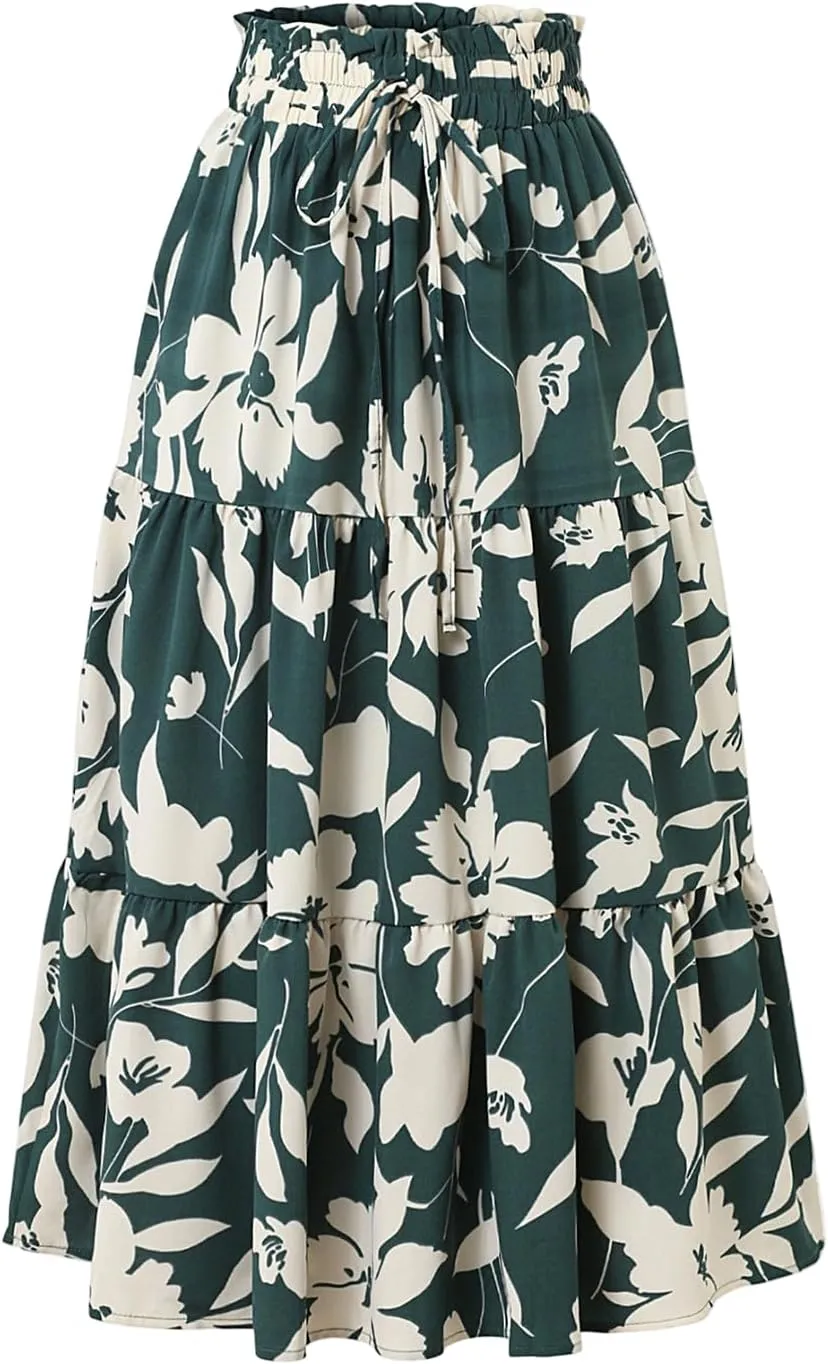 Maxi Skirt Maxi Spring Flowy Boho Comfy Tiered Western Flowy Midi Skirt