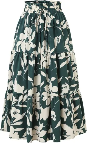 Maxi Skirt Maxi Spring Flowy Boho Comfy Tiered Western Flowy Midi Skirt