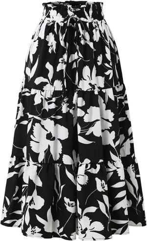 Maxi Skirt Maxi Spring Flowy Boho Comfy Tiered Western Flowy Midi Skirt