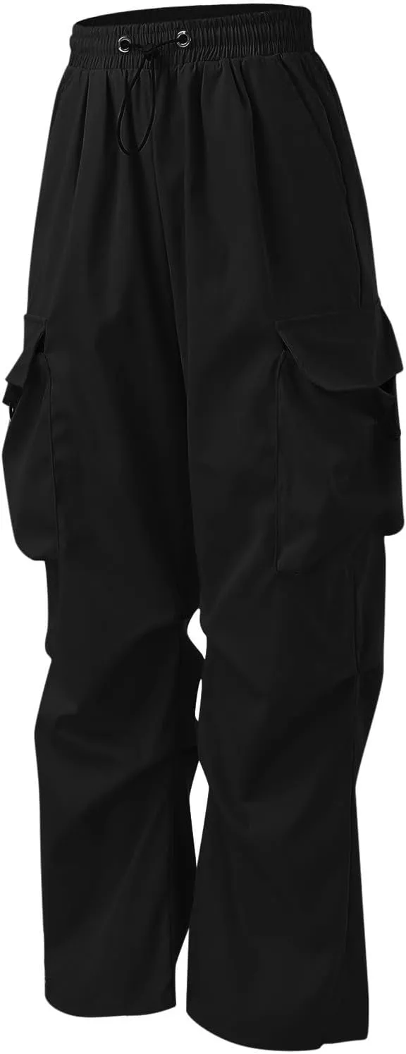 Men's Baggy Cargo Pants Casual Parachute Pant Cotton Loose Fit Harem Joggers with Multiple Pockets