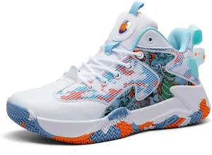 Mens Breathable Mesh Lace Up Basketball Shoes Fashion High-Top Non-Slip Sneakers Casual Gym Sports Tennis Jogging Shoes