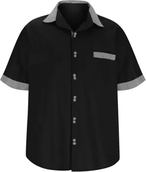 Men's Button Down Shirts Summer Striped Patchwork Lapel Short Sleeve Blouse Plus Size Casual Fashion Business Tops