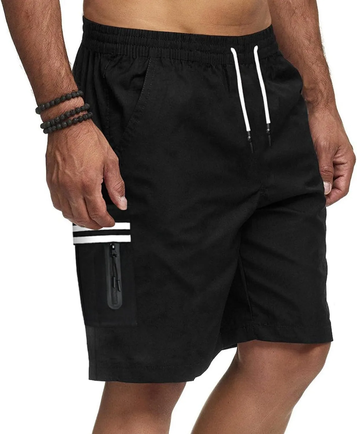 Mens Cargo Pants Baggy Casual Twill Hiking Work Shorts Summer Lightweight Workout Shorts Drawstring Short Pants