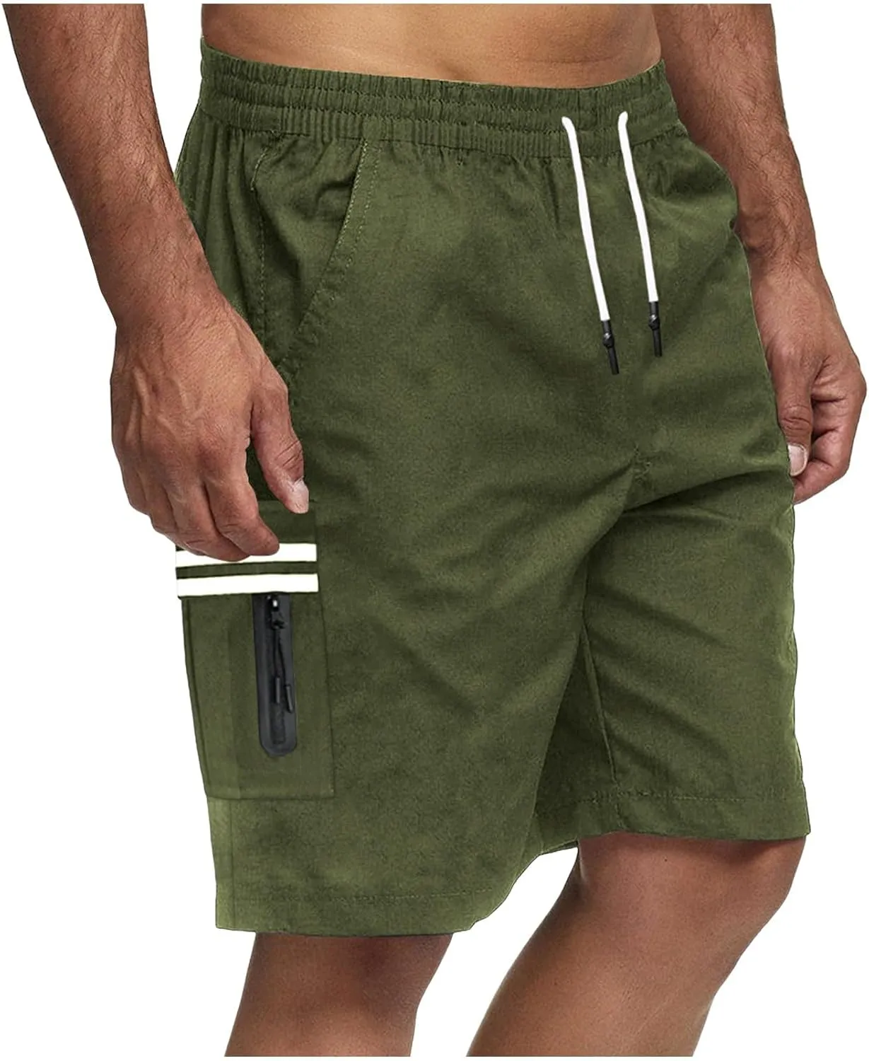 Mens Cargo Pants Baggy Casual Twill Hiking Work Shorts Summer Lightweight Workout Shorts Drawstring Short Pants