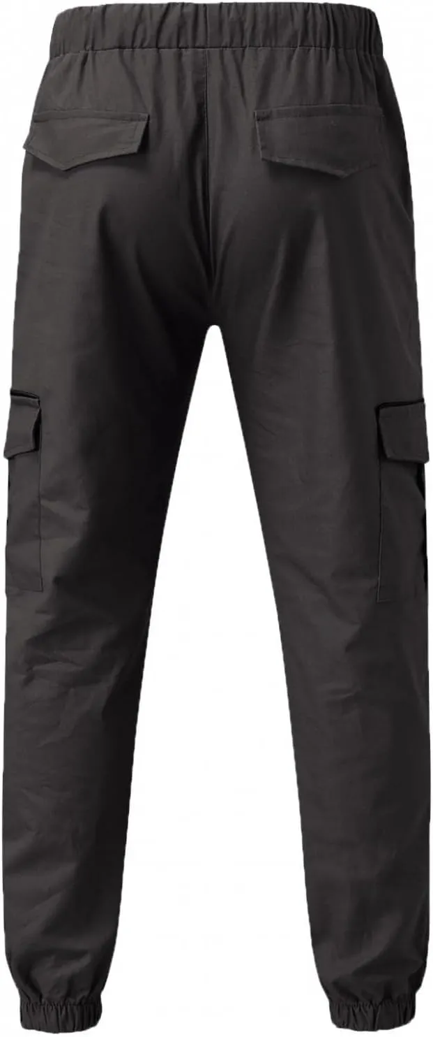 Mens Cargo Pants Casual Joggers Pants Stretchy Drawstring Sweatpants Cotton Chino Pants Slim Fit Gym Workout Pants Fall