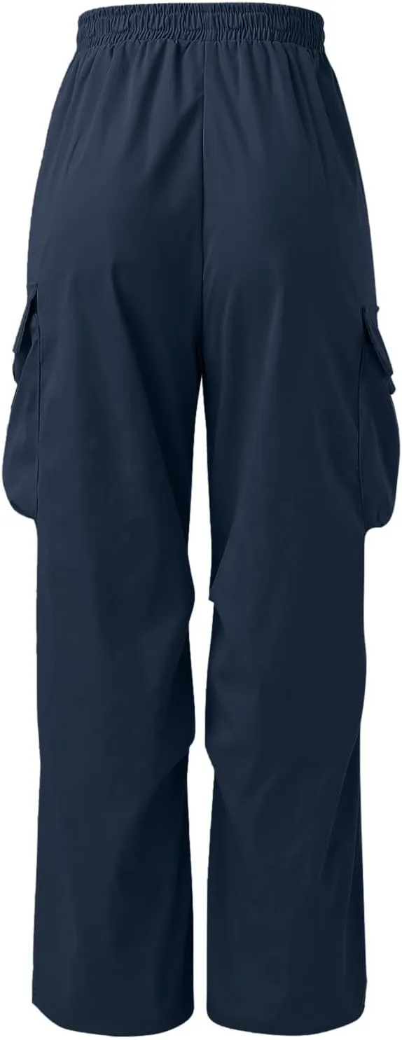 Mens Cargo Pants Casual Work Pant Drawstring Elastic Waist Hip Hop Harem Pants with Pockets
