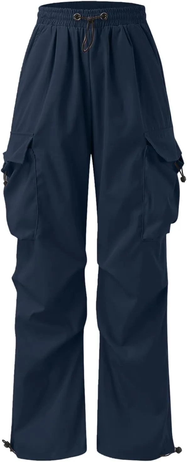 Mens Cargo Pants Casual Work Pant Drawstring Elastic Waist Hip Hop Harem Pants with Pockets
