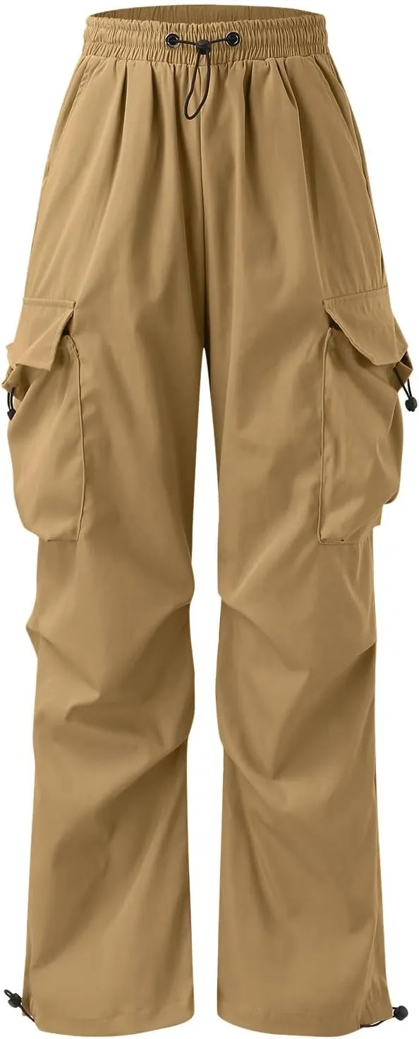 Mens Cargo Pants Casual Work Pant Drawstring Elastic Waist Hip Hop Harem Pants with Pockets