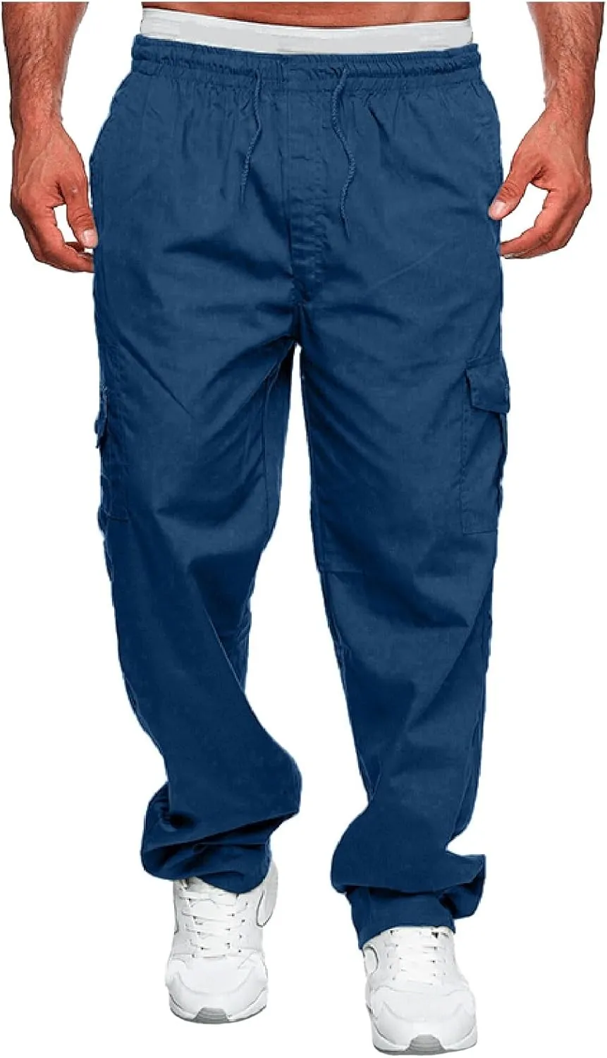 Men's Cargo Pants Elastic Waistband Chino Slim Skinny Cargos Men Men's Cargo Pants Casual Trousers Tracksuit Trousers
