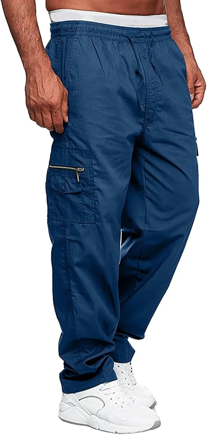 Men's Cargo Pants Elastic Waistband Chino Slim Skinny Cargos Men Men's Cargo Pants Casual Trousers Tracksuit Trousers