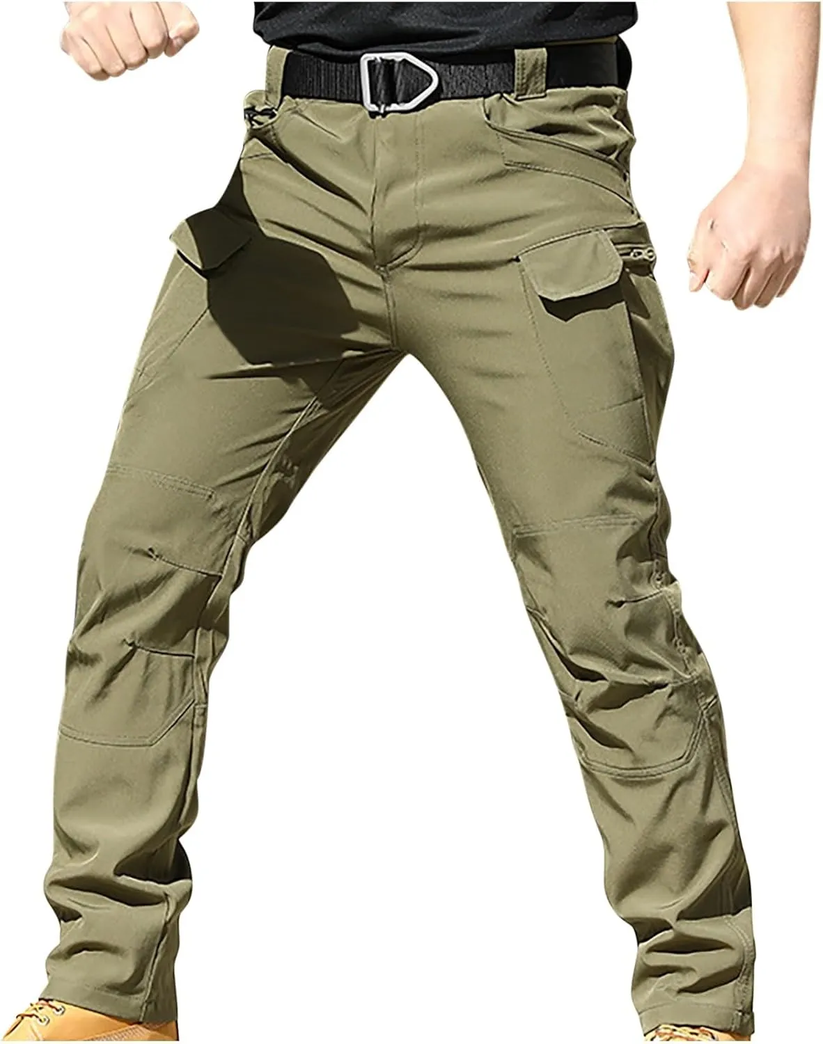 Mens Cargo Trousers Combat Work Pants Stretch Slim Sweatpants Outdoor Bottoms with Multi Pockets Joggers Running Pant