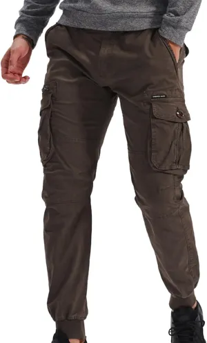 Men's Cargo Trousers Combat Work Trouser Casual Pants Workwear Outdoor Elasticated Waist Pants Vintage Comfort