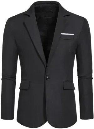 Mens Casual Blazers Sport Coats 1 Button Slim Fit Suit Jackets Lightweight Jackets Stylish Notched Lapel Blazers