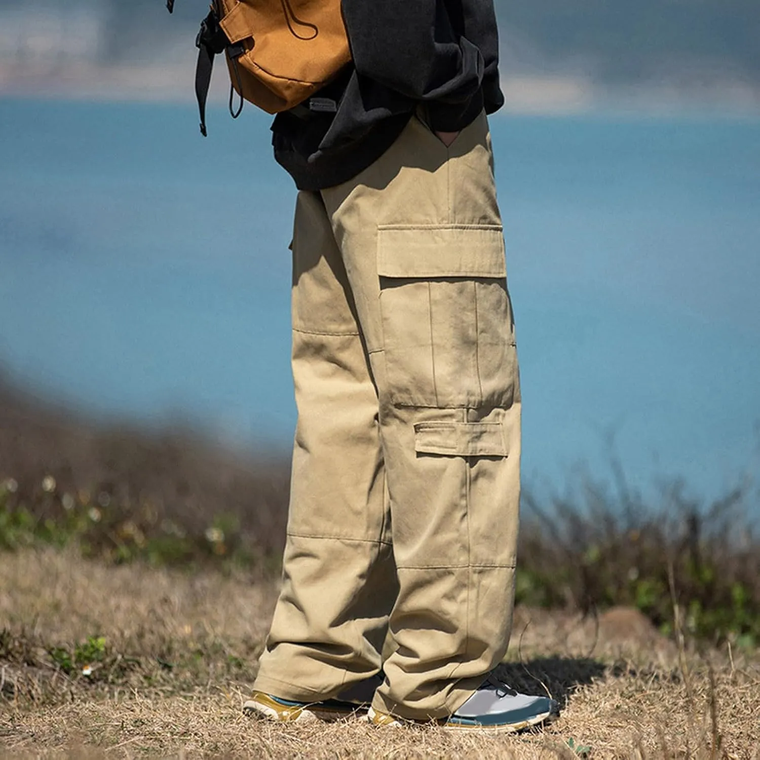 Mens Casual Pants Relaxed Fit,Casual Pants Elastic Waistband with Adjustable Mens Joggers Mens Yoga Pants