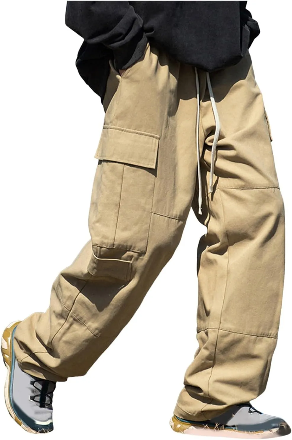 Mens Casual Pants Relaxed Fit,Casual Pants Elastic Waistband with Adjustable Mens Joggers Mens Yoga Pants