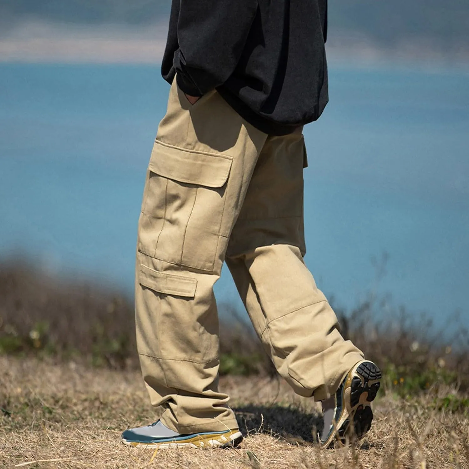 Mens Casual Pants Relaxed Fit,Casual Pants Elastic Waistband with Adjustable Mens Joggers Mens Yoga Pants