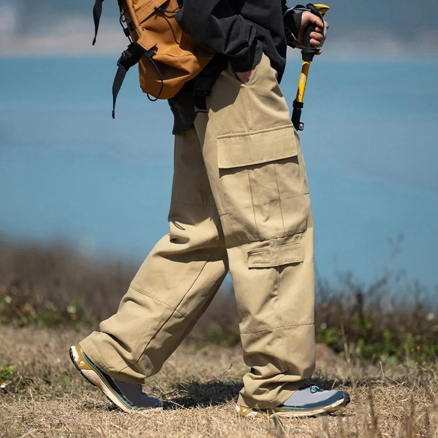 Mens Casual Pants Relaxed Fit,Casual Pants Elastic Waistband with Adjustable Mens Joggers Mens Yoga Pants