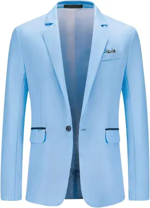 Mens Casual Suit Blazer Jackets Lightweight Sports Coat One Button Notched Lapel Slim Fit Business Stylish Blazers