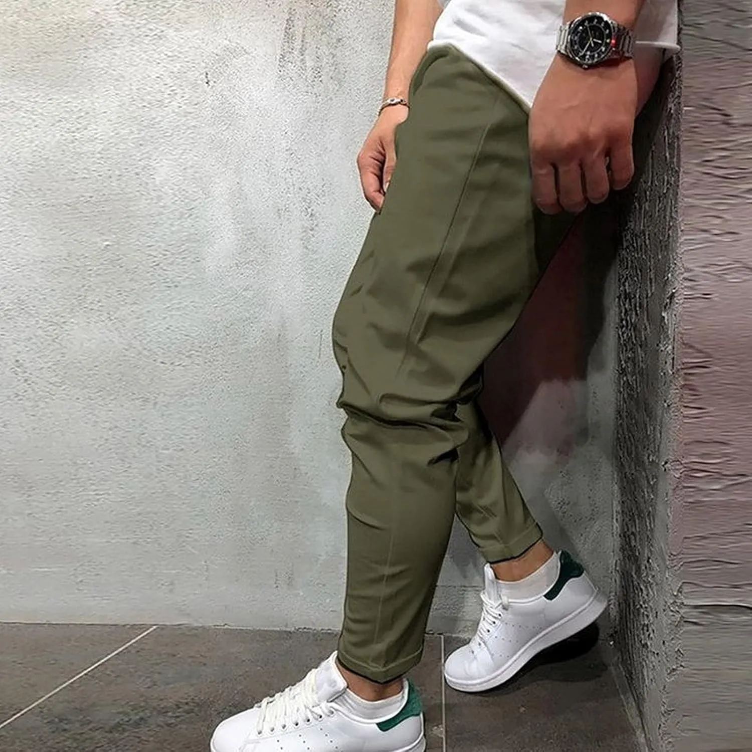 Mens Chino Linen Cotton Jogger Pants Casual Drawstring Loose Summer Yoga Beach Sweatpants Big and Tall Lounge Pants