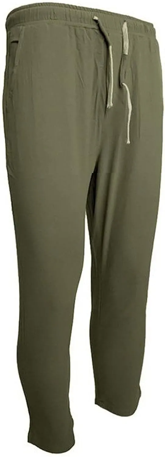 Mens Chino Linen Cotton Jogger Pants Casual Drawstring Loose Summer Yoga Beach Sweatpants Big and Tall Lounge Pants