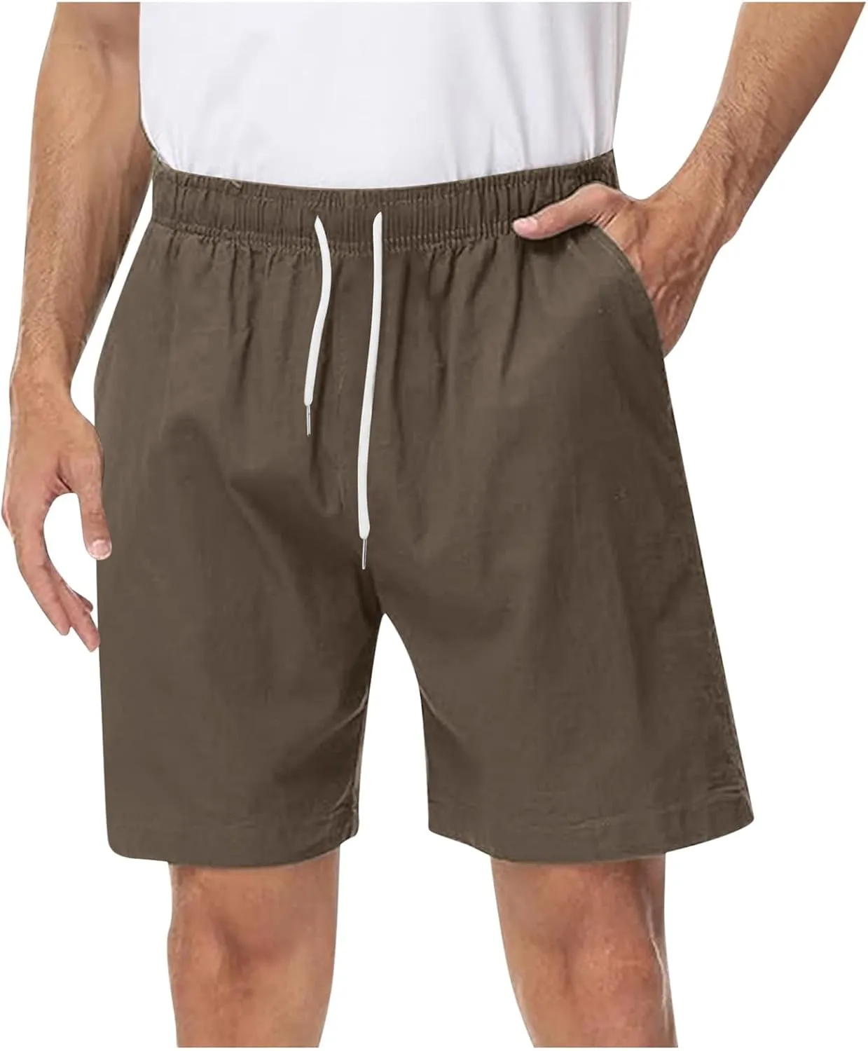 Men's Chino Shorts Casual Elastic Waist Drawstring Lightweight Workout Lounge Beach Jersey Sweat Shorts