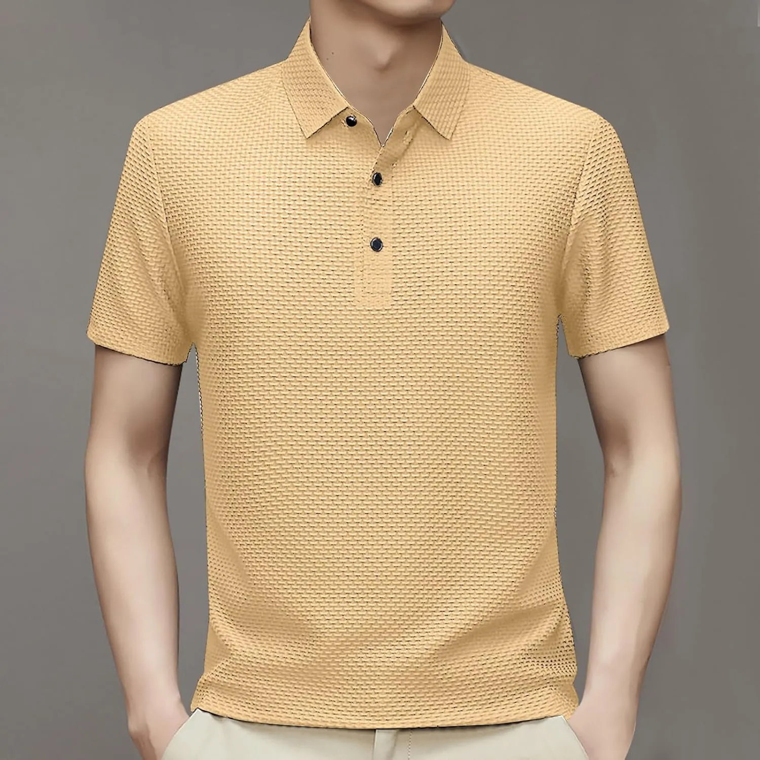 Men's Classic Tee Tops Stretch Pique Polo Shirt Short Sleeve Golf T Shirt Performance Moisture Wicking Workout