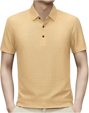 Men's Classic Tee Tops Stretch Pique Polo Shirt Short Sleeve Golf T Shirt Performance Moisture Wicking Workout